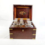 19th Century Campaign Decanter Box with Six Decanters