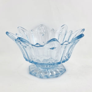 Vintage 1930s Blue Pressed Glass Bowl