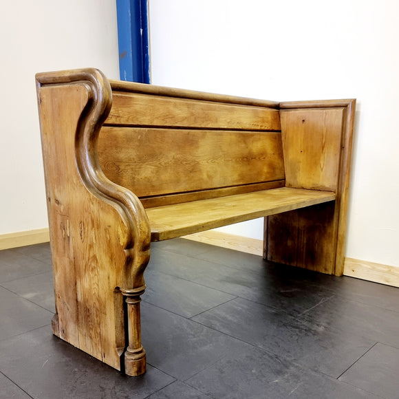 Rustic Antique Pitch Pine Three Seater Pew
