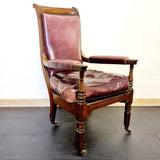 Antique Anglo Indian Rosewood and Leather Campaign Chair