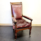 Antique Anglo Indian Rosewood and Leather Campaign Chair