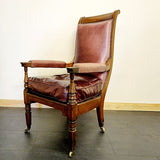 Antique Anglo Indian Rosewood and Leather Campaign Chair