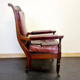 Antique Anglo Indian Rosewood and Leather Campaign Chair