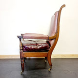 Antique Anglo Indian Rosewood and Leather Campaign Chair