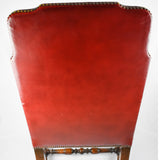 Red Leather Oak Elbow Chair