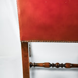 Red Leather Oak Elbow Chair