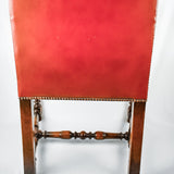 Red Leather Oak Elbow Chair