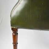 Green Leather Buttoned Back Tub Chair.