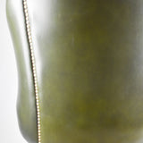 Green Leather Buttoned Back Tub Chair.