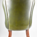 Green Leather Buttoned Back Tub Chair.