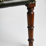 Green Leather Buttoned Back Tub Chair.