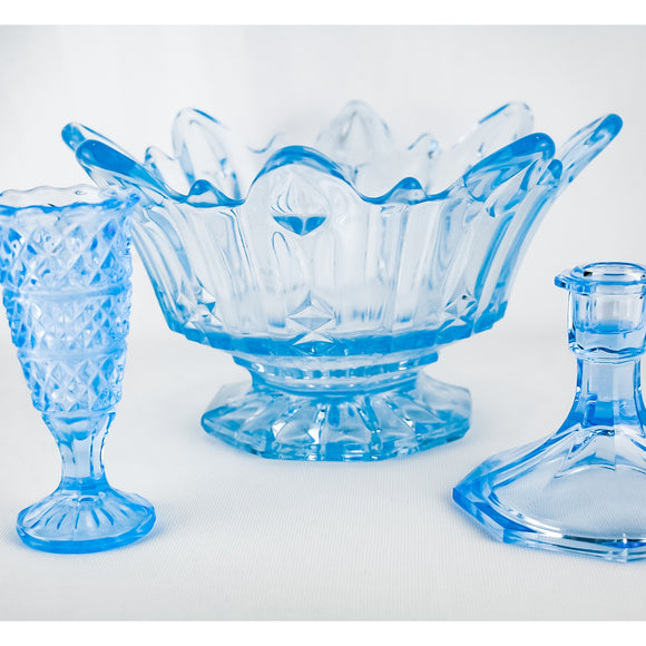 Vintage 1930s Blue Glass