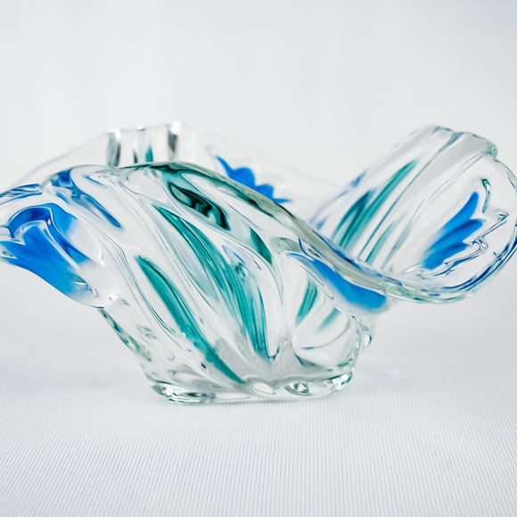 Vintage blue tulip glass bowl/ dish