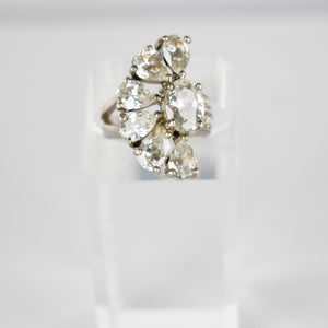 Silver Crescent Clear Gem Ring