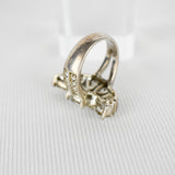 Silver Crescent Clear Gem Ring