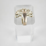 Silver Crescent Clear Gem Ring