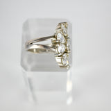 Silver Crescent Clear Gem Ring