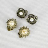 Marcasite faux pearl clip on earrings