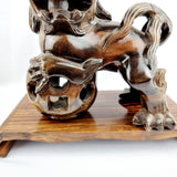 Pair of Carved Wooden Dogs of Foo