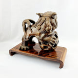 Pair of Carved Wooden Dogs of Foo