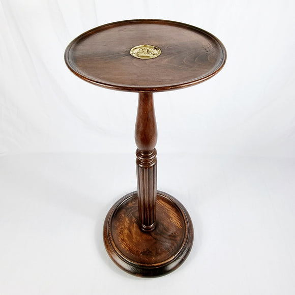 Antique Mahogany Wine Table with Brass Inlay