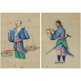 Pair of Chinese Rice Paper Watercolour Paintings
