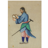 Pair of Chinese Rice Paper Watercolour Paintings