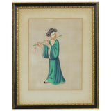 Antique Pair of Rice Paper Watercolour Chinese paintings