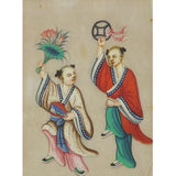 Pair of Chinese Watercolour Rice Paper Paintings