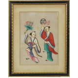 Pair of Chinese Watercolour Rice Paper Paintings