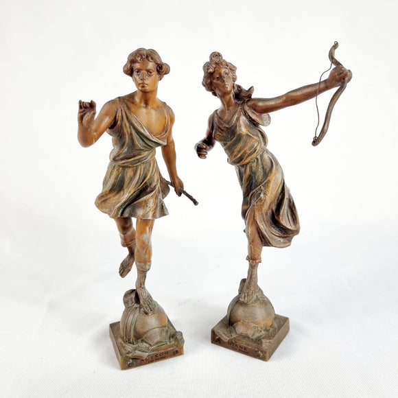 Pair of Art Nouveau French Spelter Figures