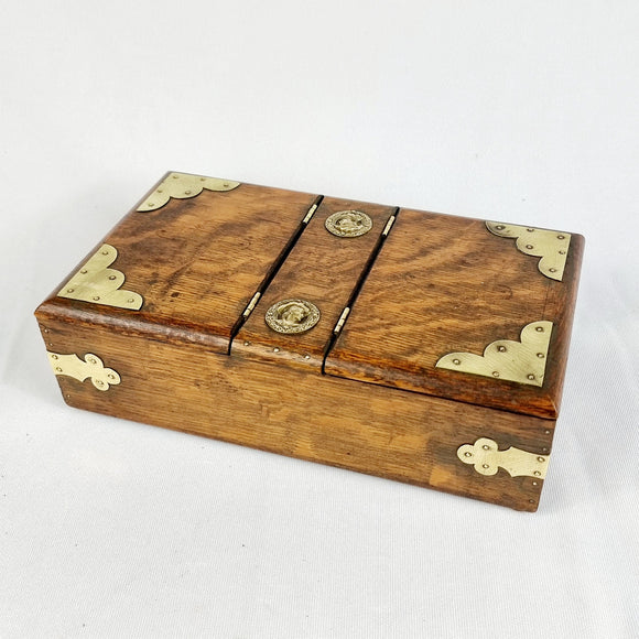 Antique oak and brass storage Box