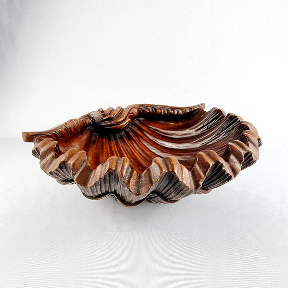 Carved Mahogany Clam Shell