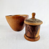 Antique Lignum Vitae String Box with Turned Wooden Bowl