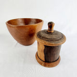 Antique Lignum Vitae String Box with Turned Wooden Bowl