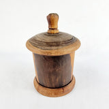 Antique Lignum Vitae String Box with Turned Wooden Bowl