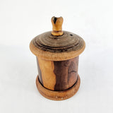 Antique Lignum Vitae String Box with Turned Wooden Bowl