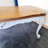 Antique French Parquet Drawer Leaf Dinning Table