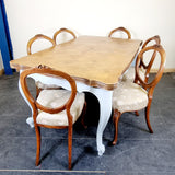Antique French Parquet Drawer Leaf Dinning Table