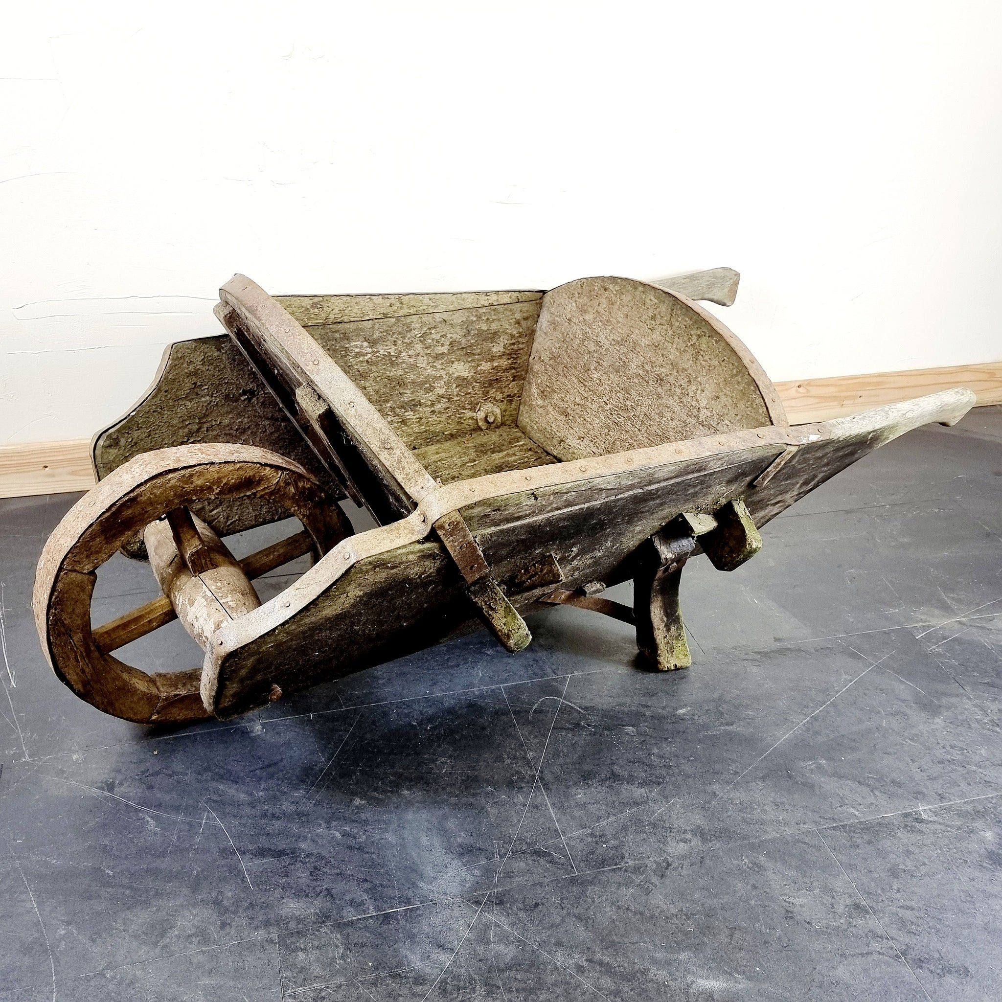 Antique Wooden Wheelbarrow