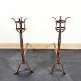 Pair Antique 20th Century Wrounght Iron Firedogs