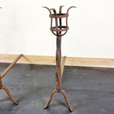 Pair Antique 20th Century Wrounght Iron Firedogs