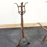 Pair Antique 20th Century Wrounght Iron Firedogs