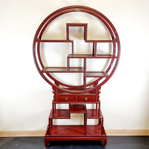 Red Chinese Laquered shelving Unit