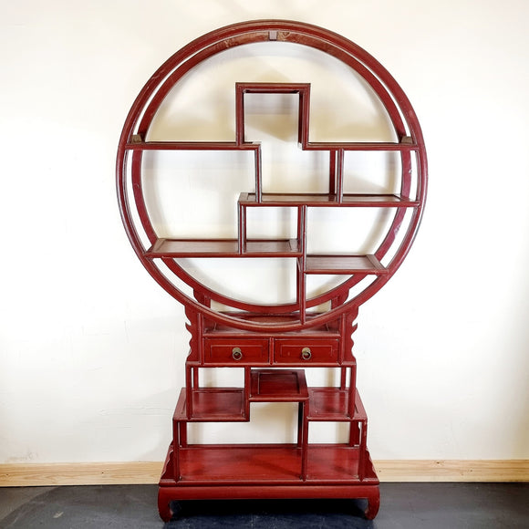 Red Chinese Laquered shelving Unit