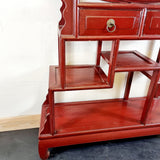 Red Chinese Laquered shelving Unit