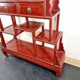 Red Chinese Laquered shelving Unit