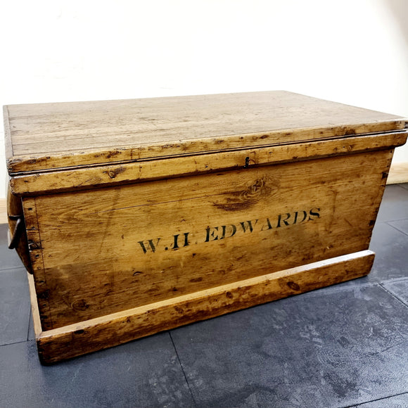 Antique 19th Century Pitch Pine Carpenters Trunk