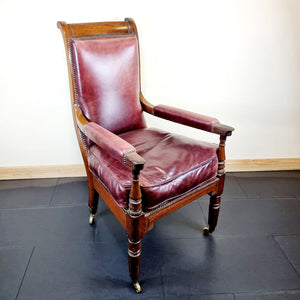 Antique Anglo Indian Rosewood and Leather Campaign Chair