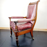 Antique Anglo Indian Rosewood and Leather Campaign Chair